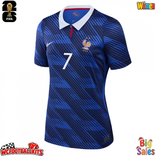 France Ousmane Dembele #7 Replica Home Stadium Shirt for Women World Cup 2026 Short Sleeve